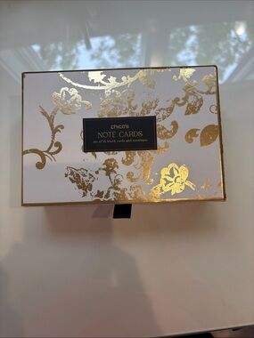 Chico's White Note Cards with Gold Floral Foil